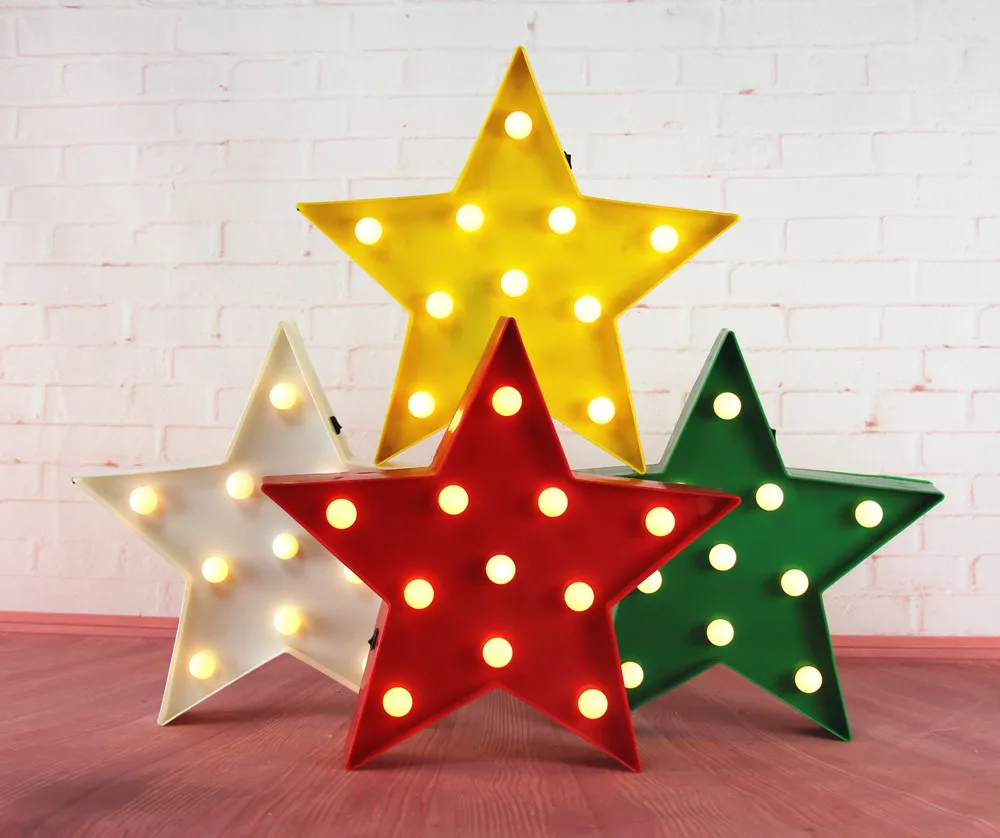 Пластиковый светодиодный светильник Звездный знак 13 дюймов красный белый желтый