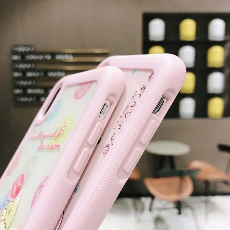 Для iphone 11 pro Max 6s 7 8 plus X Xs Max XR чехлы для телефонов с милым японским мультипликационным принтом рельефная акриловая задняя крышка защита от падения рукав