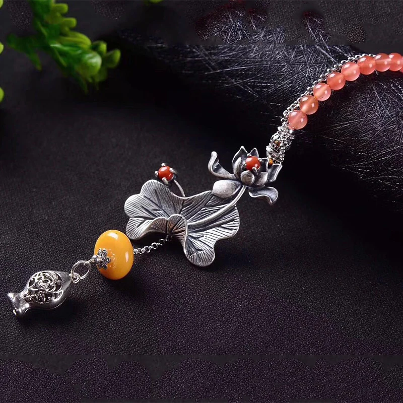 Женское Ожерелье из пчелиного воска винтажное ожерелье с листьями лотоса и