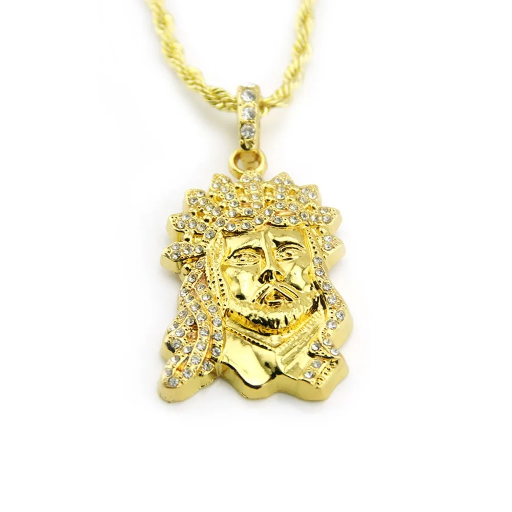 CY & CM хип хоп 24 k золотой цвет ожерелье Christ Piece голова лица Подвески для мужчин и