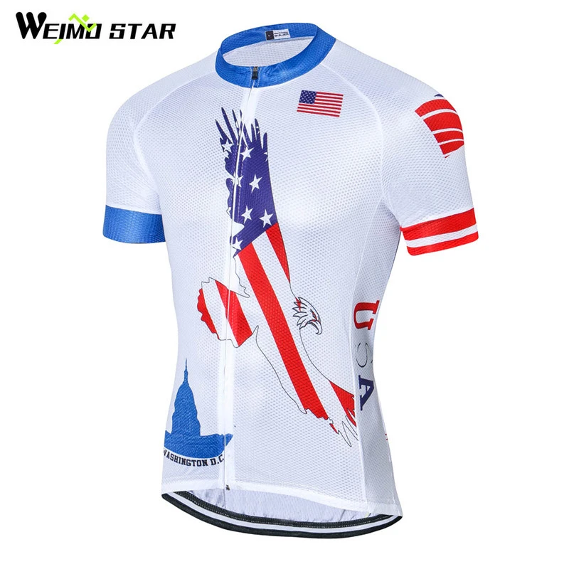

Weimostar 2018 USA Style Cycling Clothing Short Sleeve Pro Team Cycling Jersey Racing Sport MTB Bike Jersey Road Bicycle Clothes
