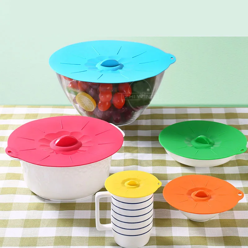5 в 1 мульти размеры пищевой силиконовый герметик горшок крышка для хранения еды