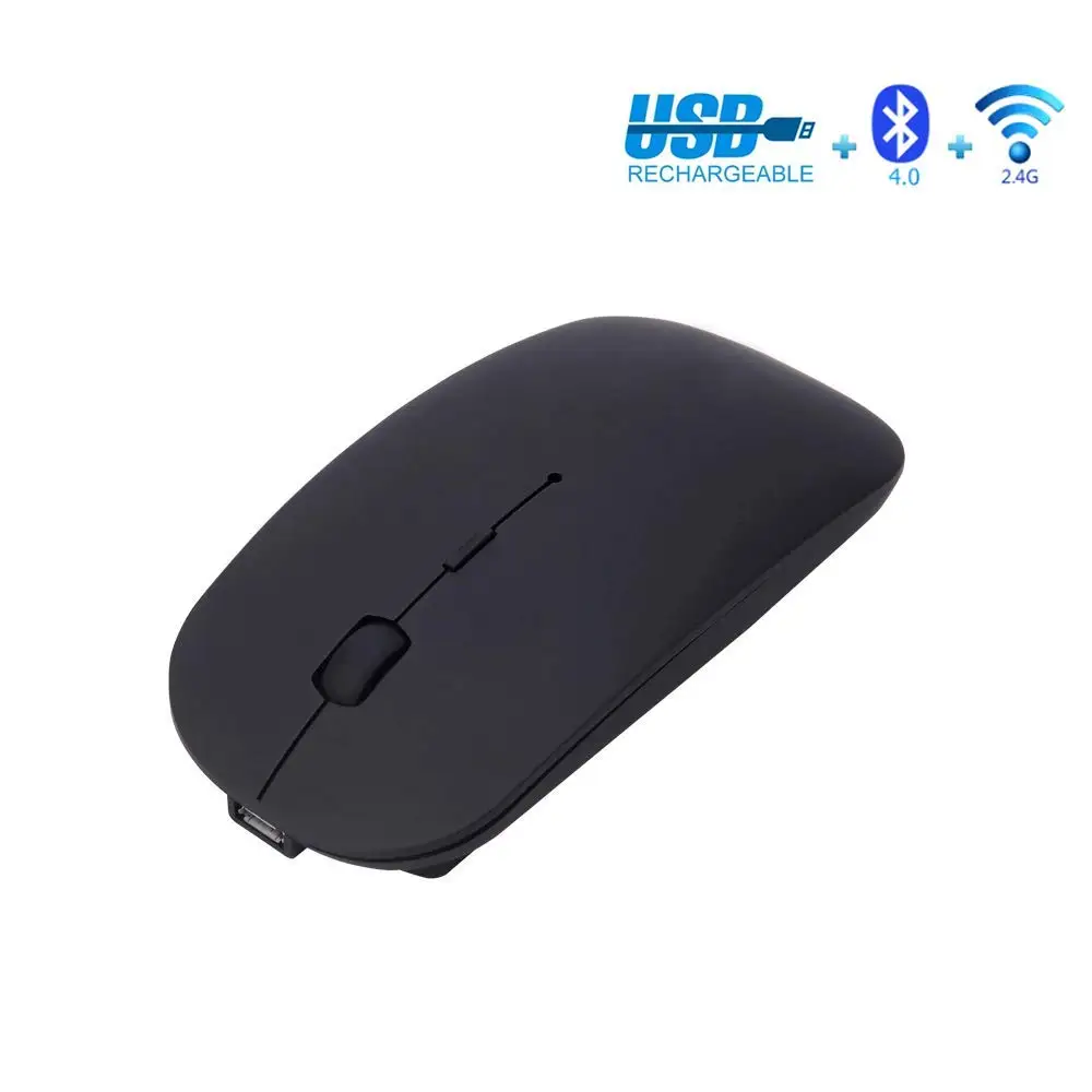 Беспроводная мышь, компьютерная Bluetooth мышь, бесшумная компьютерная перезаряжаемая эргономичная мышь Mause, 2,4 ГГц, USB, оптическая мышь для ноутбука, ПК - Цвет: Bluetooth Black