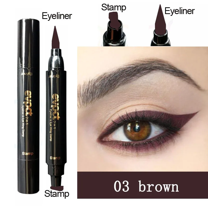 2 In 1 Brown Eyeliner Stamp Waterproof 6color Seal Pencil Black Long Lasting Eye Makeup kit Cosmeti TSLM1 |