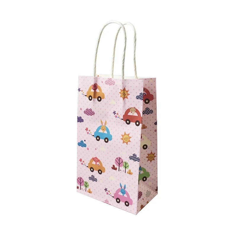 

10pcs/lot Cute Animal Paper Bags With Handle 13*22*8cm Birthday Party Holiday Recyclable Multifuntion Shopping Gift Package Bag