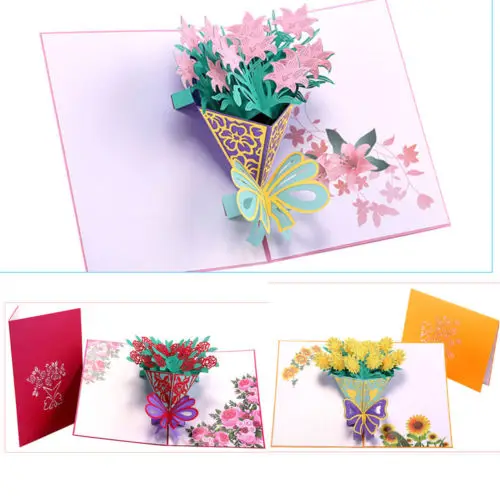 3D всплывающие Открытки День Святого Валентина рождения Юбилей открытки