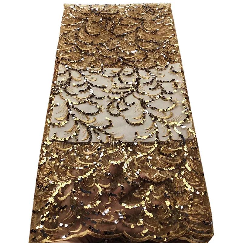 

Top selling Graceful double-colors sequins design 3D net lace fabric HS191,Free shipping good quality French Lace Fabric