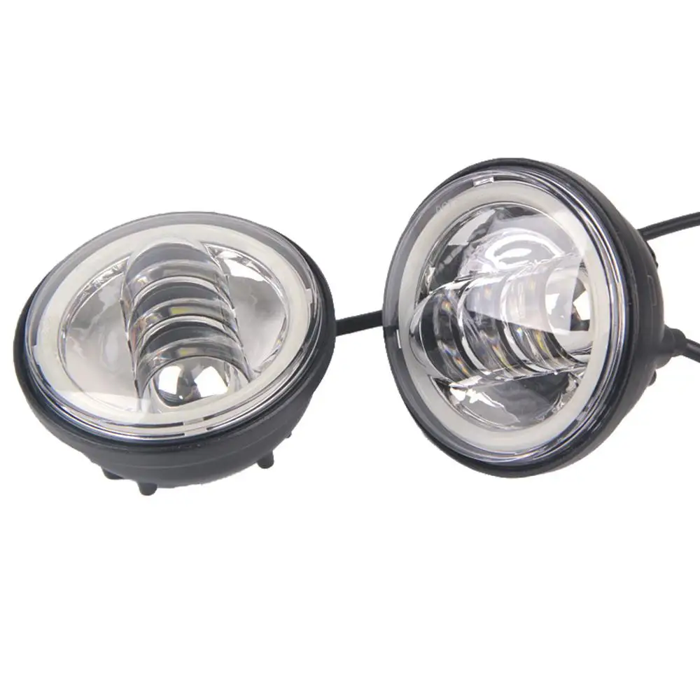 2 pcs Chrome fogligh 4,5 дюймов светодиодные противотуманные фары ближнего света DRL ангельские глаза с 4,5 дюймов корпус лопасти для мотоциклетная противотуманная фара в сборе - Цвет: 2 pcs Chrome fogligh