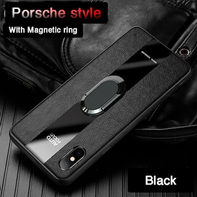 Чехлы Porsche style для huawei P30 P20 mate 10 20 Pro Lite с металлическим магнитным кольцом, мягкий чехол для Honor V20 Nova 3 3i 3e 4 4e - Цвет: Black with Ring