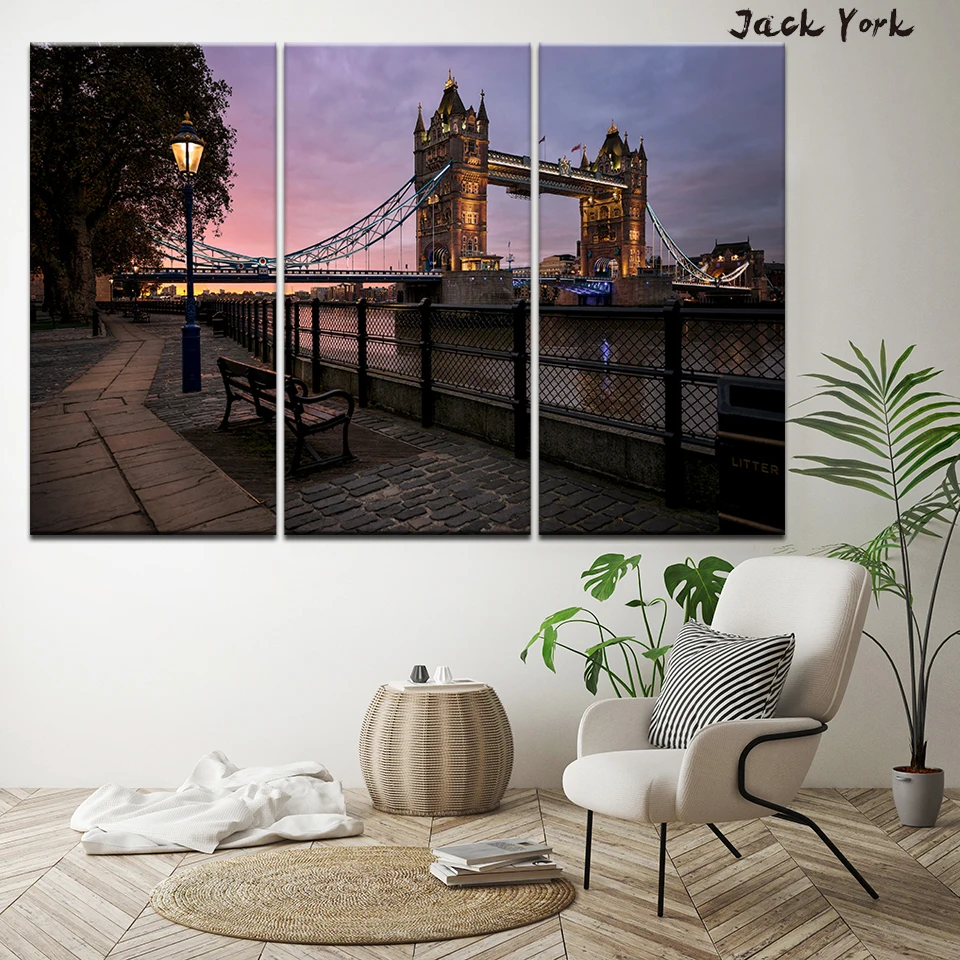 Картина на холсте река Центральный в лондонском городе 3 шт. настенная живопись