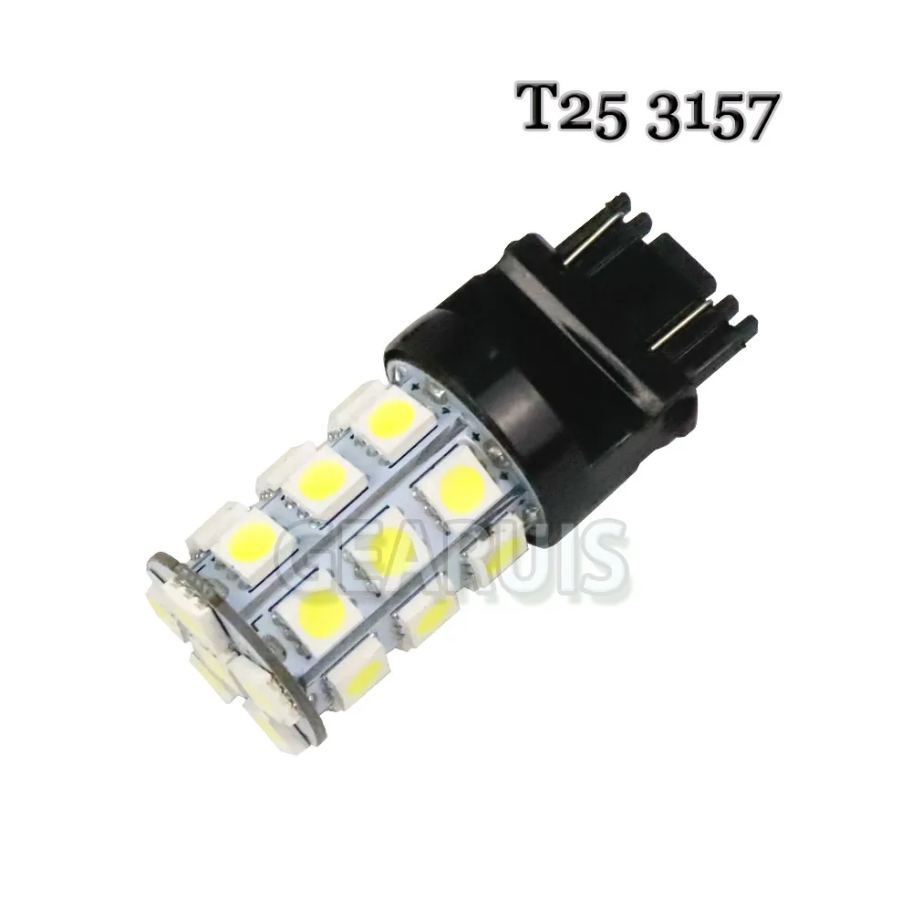10 шт. T25 3157 3156 p27/7 Вт T20 W21W W21/5 WY21W 7440 7443 светодиодный 27 SMD 5050 автомобильный тормоз