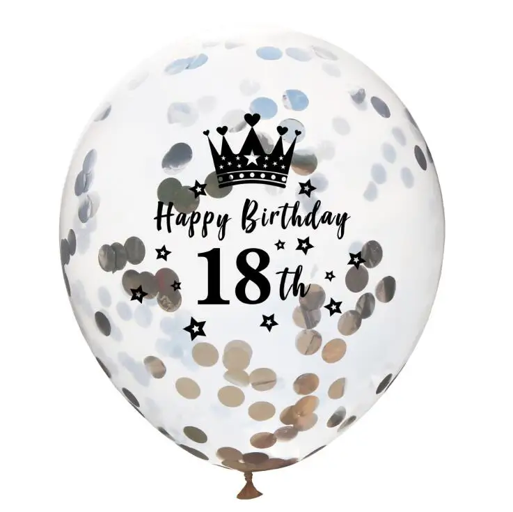 Silver Confetti 18 5 шт. 50th 30th 21th воздушный шар 12 дюймов прозрачный розовый Золотой Серебряный конфетти Корона День рождения украшения взрослый прозрачный баллоны - Цвет: Silver Confetti 18