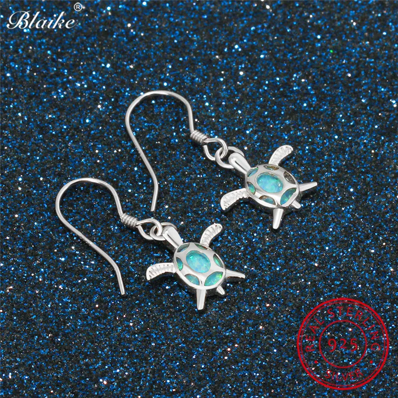 Женские серьги подвески Blaike из 100% настоящего серебра 925 пробы овальные с радужным