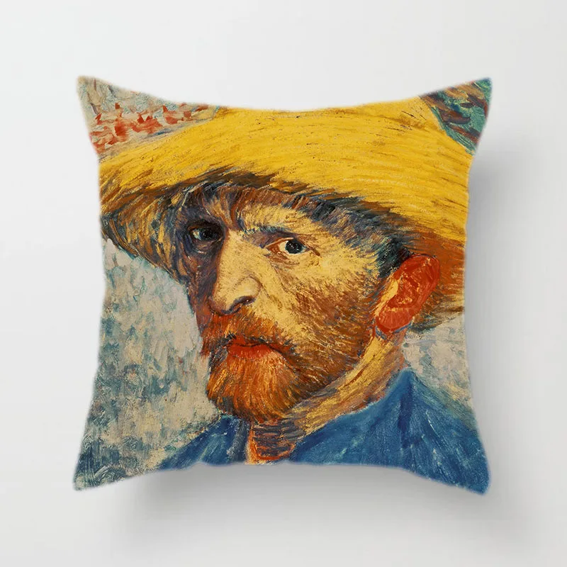 Van Gogh6 Ретро льняная/персиковая кожаная наволочка для подушки самостоятельно разработанная Ван Гог Картина маслом голова серия подушка для гостиной чехол - Цвет: Van Gogh6