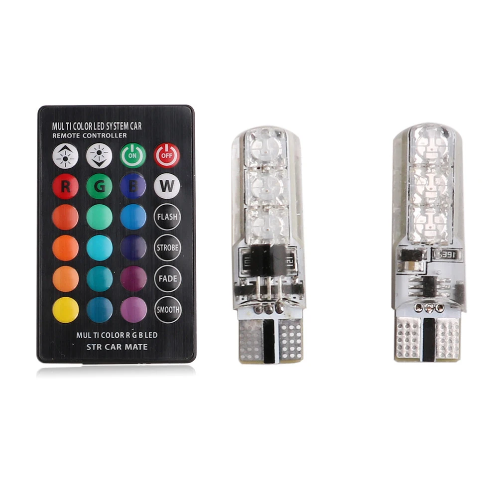 T10 RGB W5W светодиодный огни с пульта дистанционного управления RGBW 501 194 168 6SMD 5050