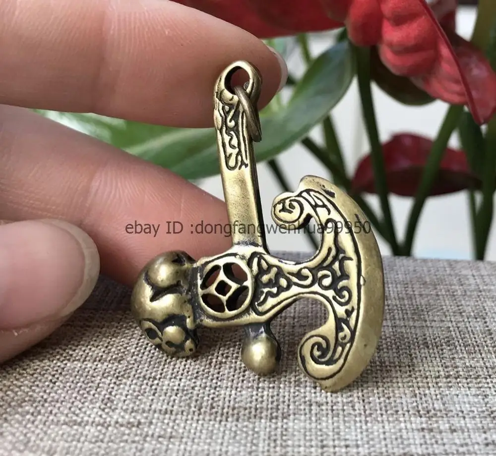 Китайский бронзовый медь богатство мышь животное топор Exorcise злой амулет кулон |