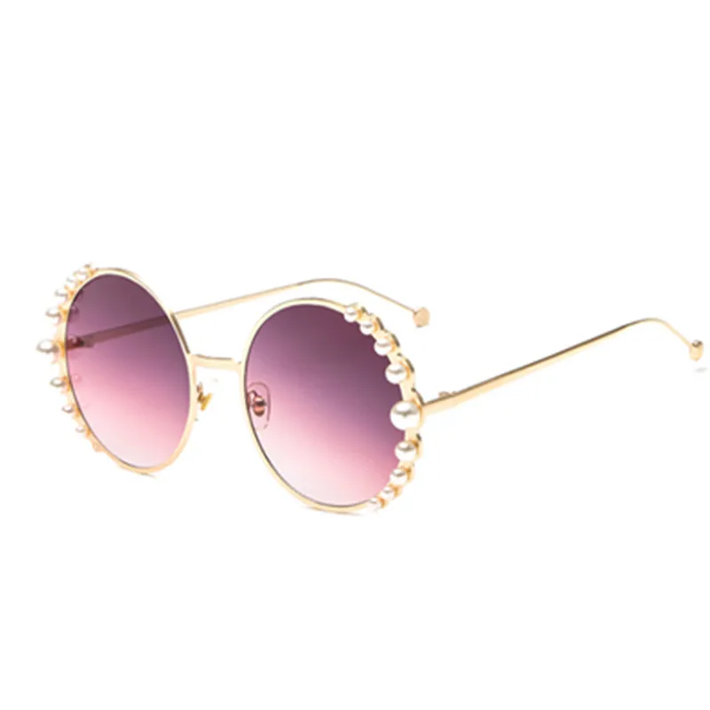 HBK круглые жемчужные солнцезащитные очки Modis Oculos De Sol feminino Роскошные винтажные женские брендовые дизайнерские солнцезащитные очки градиентные UV400