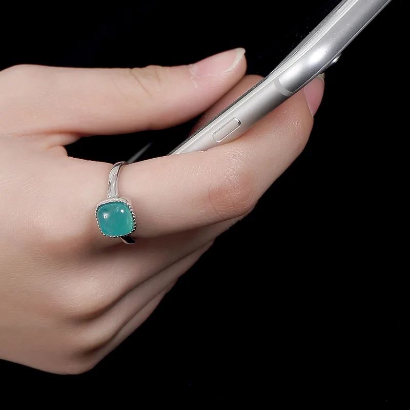 Регулируемое серебряное кольцо Amazonite 100% 925 пробы для женщин кольца на руку
