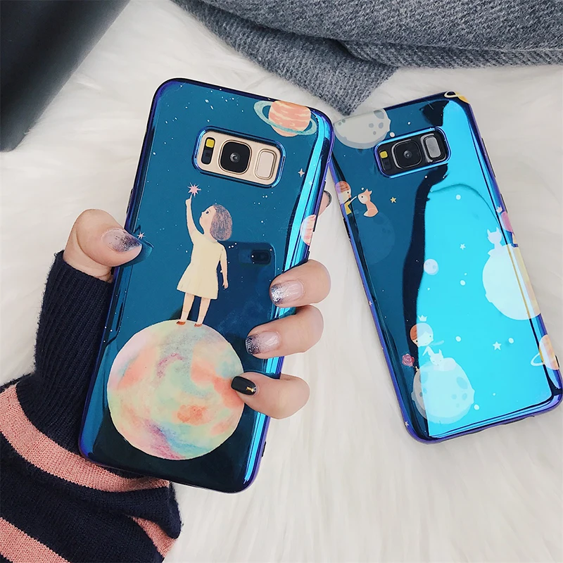 YHBBCASES девушка фантазия космическое пространство планета Луна Чехол для samsung Galaxy S8