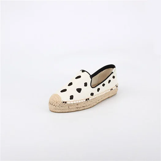 polka dot horsehair Плоские эспадрильи металлический в горошек большой размер горный хрусталь золото Леопардовый рисунок кристалл Дизайнерская обувь женская роскошь конопля красивая отправка капель Мода весенняя Конский волос - Цвет: polka dot horsehair