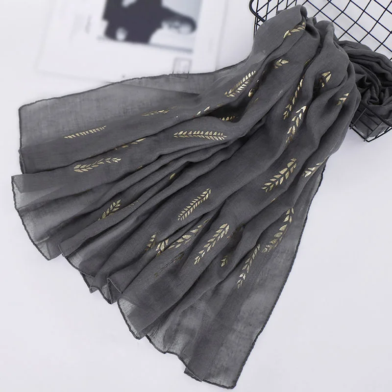 dark grey Женские мерсеризованные хлопковые Тонкие шарфы хиджаб мусульманский тюрбан длинный шаль на голову мерцающий золотой пшеницы мусульманская скромность обертывание 180x70 см - Цвет: dark grey