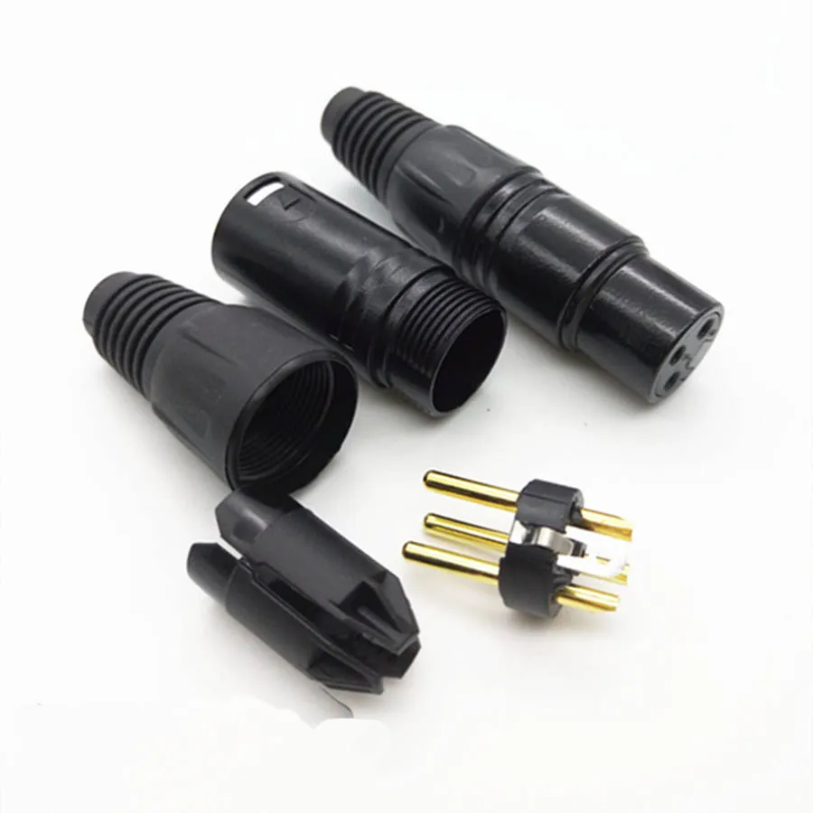 5 пар = 10 шт. XLR 3 контактный разъем для аудиокабеля MIC 3P штекер гнездовой черный