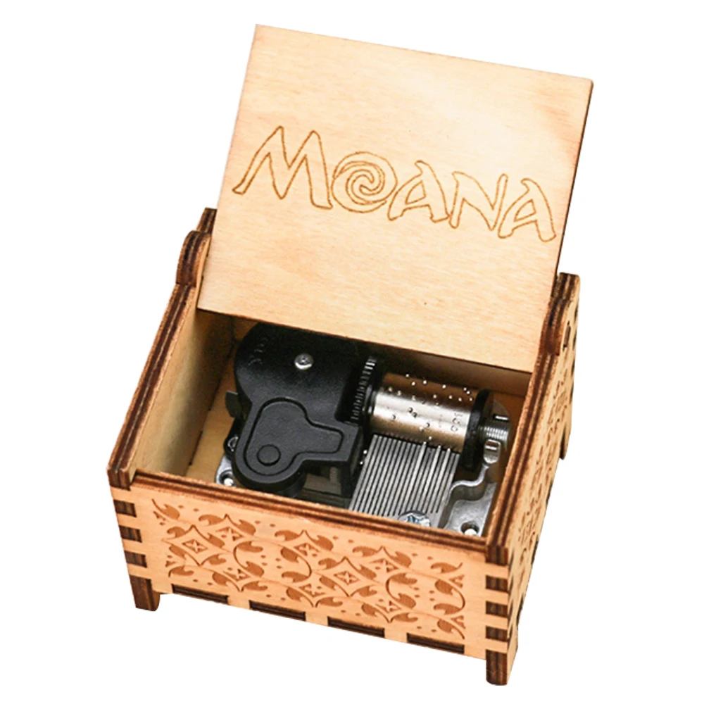 Музыкальная шкатулка Moana 18 Note Windup часовой механизм гравировка на дереве
