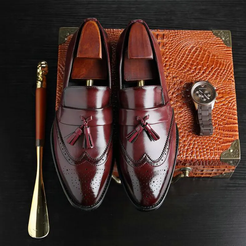 Мужские кожаные лоферы деловые строгие туфли на плоской подошве Дизайнерские