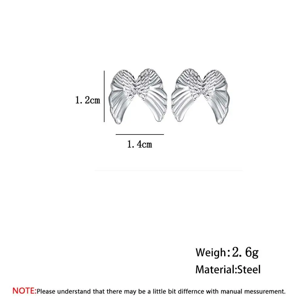 Chereda Guardian Angel Wings Golden Stud Earrings for Women Stainless Steel oorbellen Jewelry Trendy bijoux femme | Украшения и