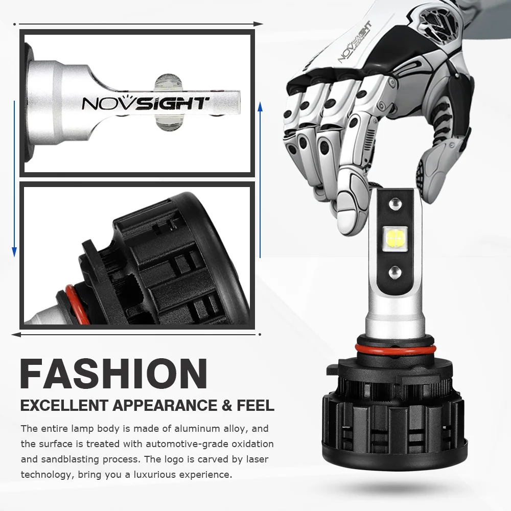 NOVSIGHT lampada led 9005 hb3 Высокая мощность Автомобильные светодиодные фары без ошибок 60