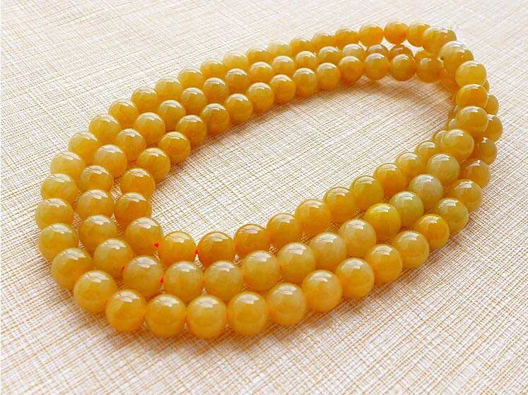 wonderful and expensive Grade A 100% Natural huanglongyu 108 jade beads necklace free shipping | Украшения и аксессуары