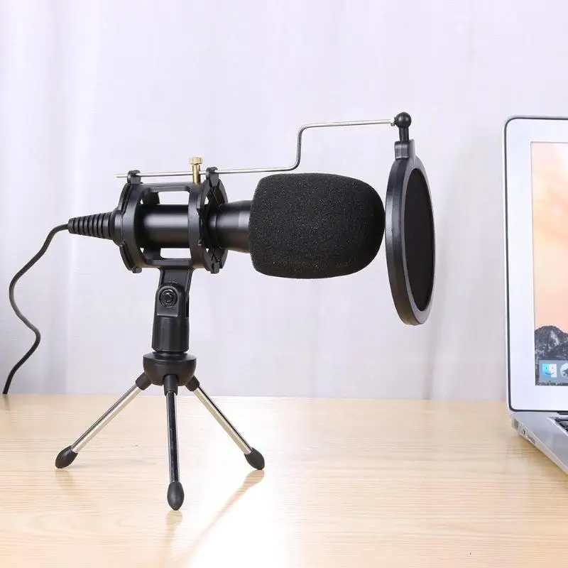 USB микрофон проводной конденсаторный Студийный с подставкой зажим для ПК