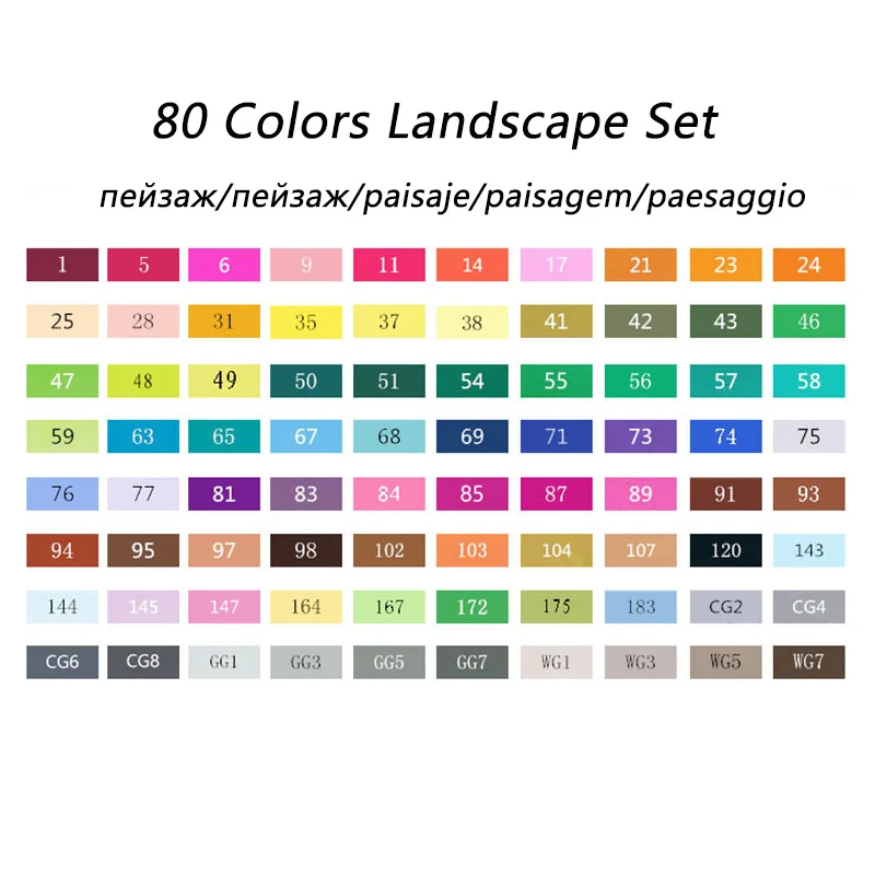 80 Landscape Set TOUCHNEW 80 цветов Эскиз Маркер двуглавый алкоголь жирный знак студентов Дизайн Ручная роспись искусство маркер школьные принадлежности - Цвет: 80 Landscape Set