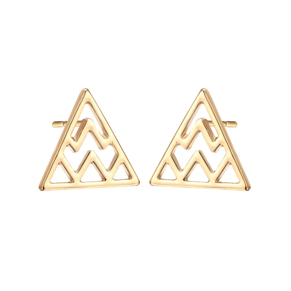 Chereda Alloy Classic Triangle Geometric Stud Earrings Fashion Women Men Jewelry Silver Gold Color Earring Fine Small Girl Ears | Украшения