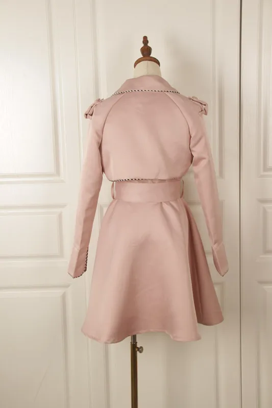 Шикарный Розовый Длинный Тренч для женщин 2018 Элегантный Модный однобортный