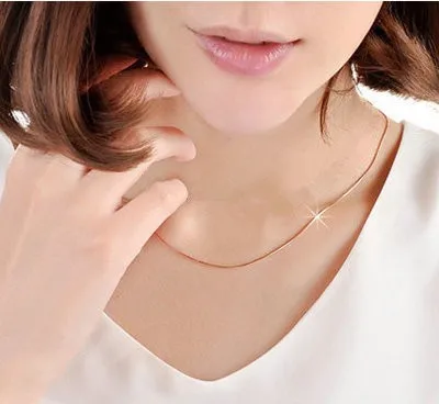 

1,2 мм мужское повседневное ожерелье, розовая позолоченная змея, цепочка в форме кости, модные женские украшения, ожерелье, оптовая продажа