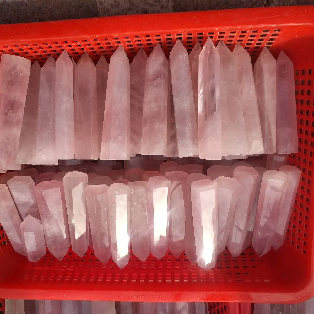 

3pcs 90-100MM 100% Natural Rock pink ROSE Quartz Crystal Point Healing