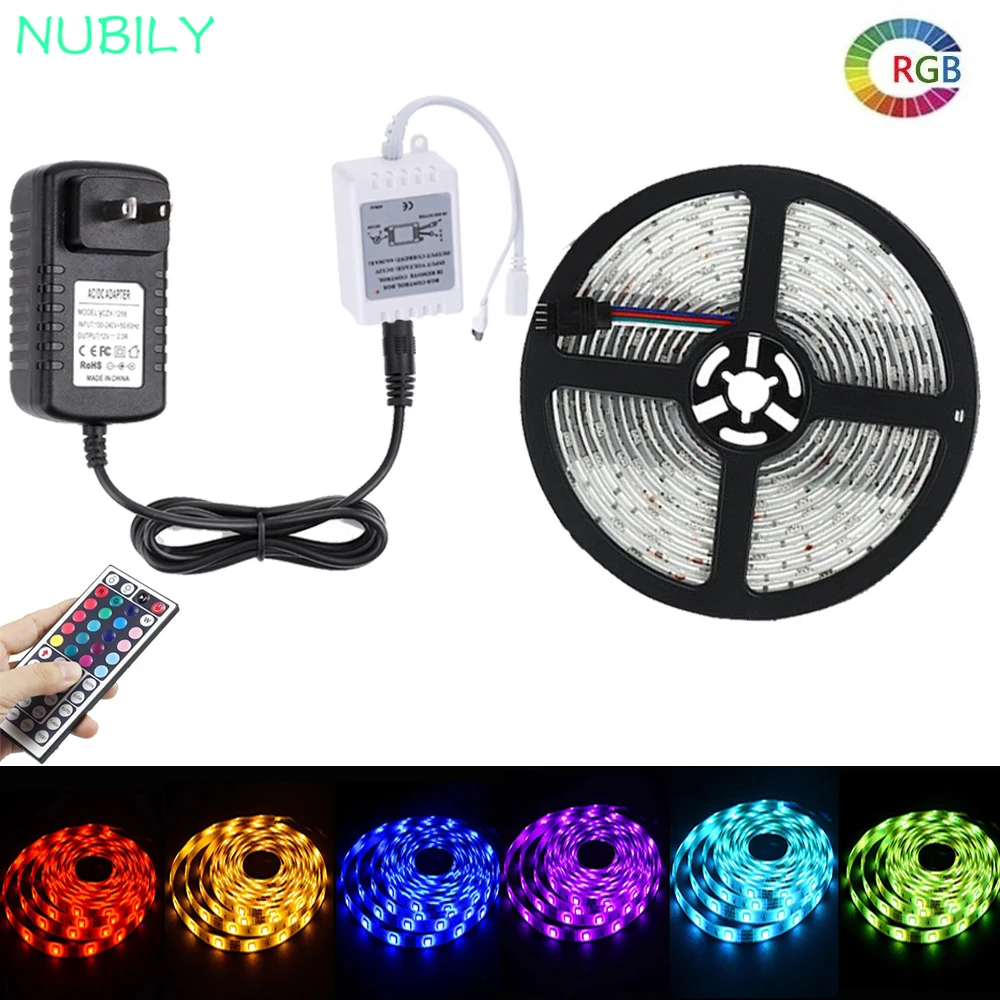 Светодиодная лента 5050 RGBW Водонепроницаемая 5 м 10 RGB Гибкая Диодная 44 клавиши ИК