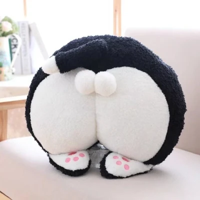 black and white Игрушек! Забавная плюшевая игрушечная кошка котенок задница попа Подушка под голову в машине Подушка Ручная теплая подушка одеяло креативный подарок на день рождения 1 шт - Цвет: black and white