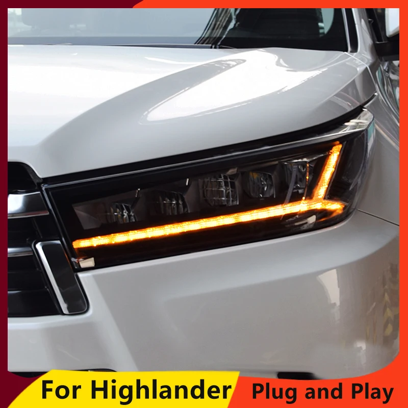 

Car Styling for Toyota Highlander Headlights 2018 New Kluger DRL low beam High Beam LED Dynamic turn signal