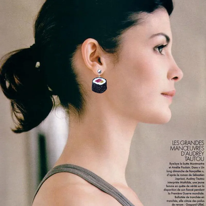 New Arrival Super Cute Japanese Rice Balls Acrylic Drop Earrings For Female Sushi Food Shape Funny Dangle Jewelry | Украшения и