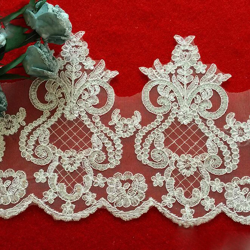 18 ярдов изящная искусственная ткань вышитая кружевная аппликация для одежды