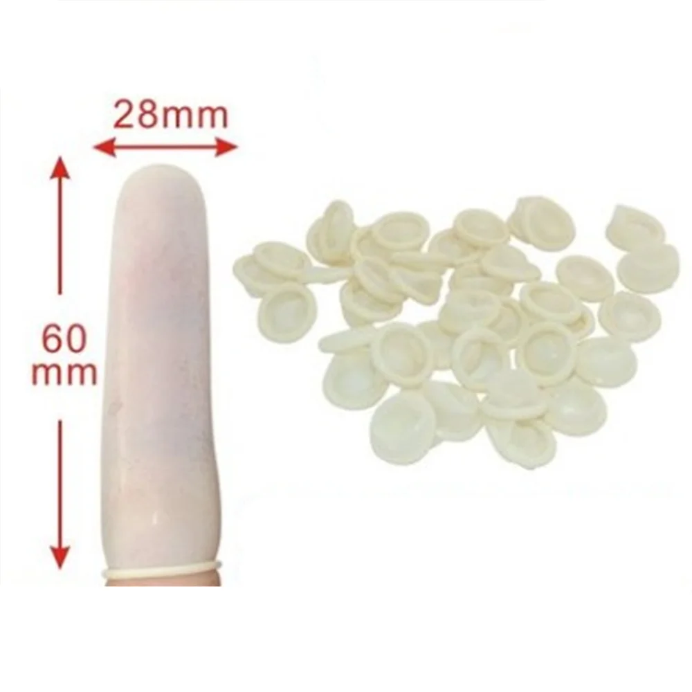 

100pcs Beige Industry Hospital Lab Latex Protective Finger Cots Tips 6 x 2.8cm