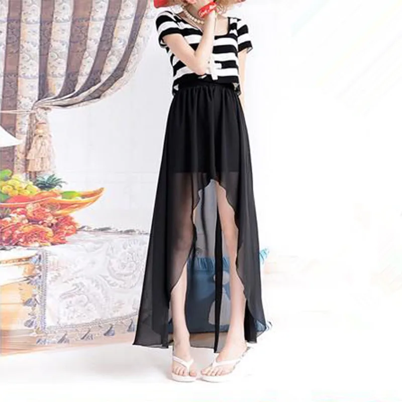 Бесплатная доставка 2017 модная длинная юбка макси с высоким и низким