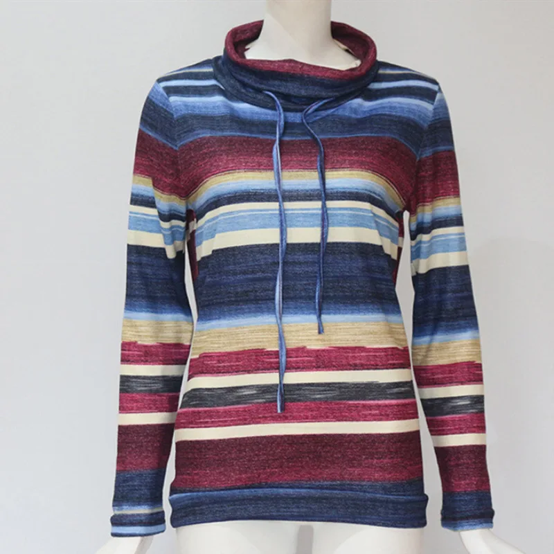 Женская футболка в полоску с карманом и ворсом длинным рукавом модные женские