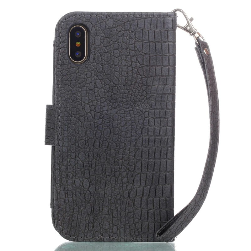 Чехол-книжка из крокодиловой кожи в стиле ретро для iPhone 6, 7, 8 Plus, X, Xs, Xr, XS Max, кошелек на молнии, отделения для карт, чехол с подставкой, ремешок на запястье