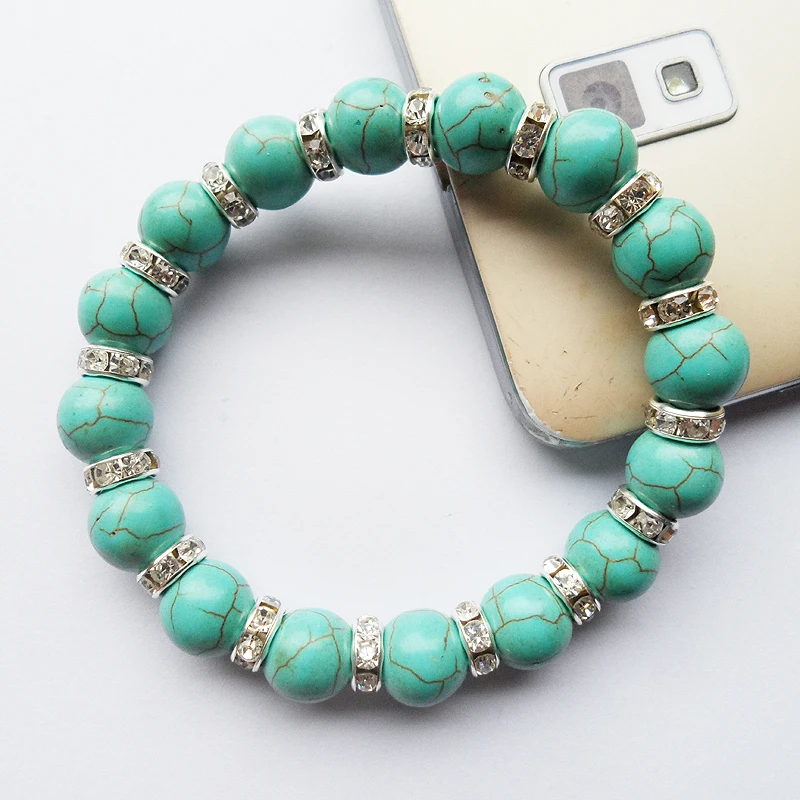 Новинка 2020 года! Браслет из круглого натурального камня с серебряным покрытием в