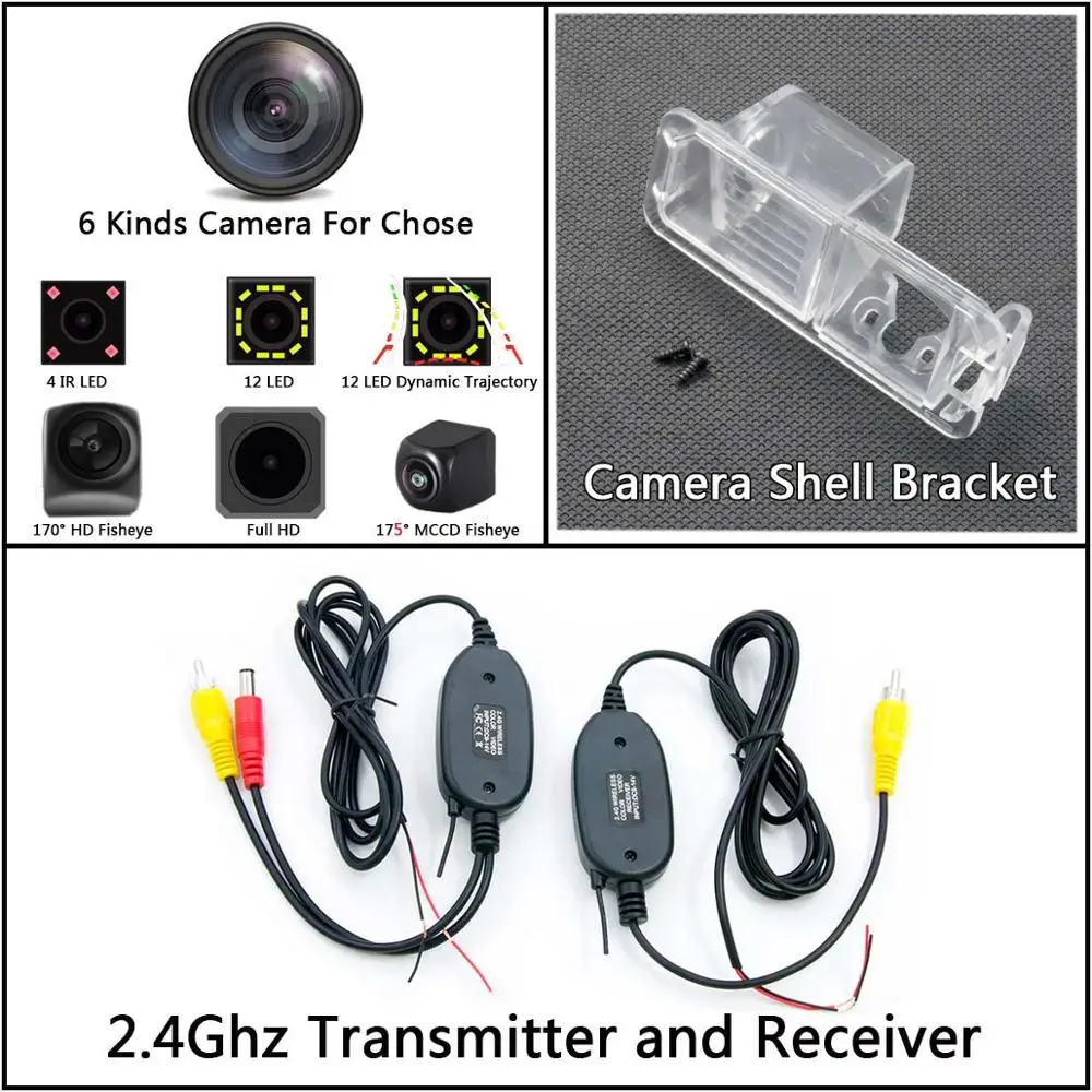 Camera with Wireless 175 градусов MCCD рыбий глаз 12LED HD камера заднего вида для Volkswagen VW Golf 6 VI Polo V(6R) хэтчбек Magotan автомобильный парковочный монитор - Название цвета: Camera with Wireless