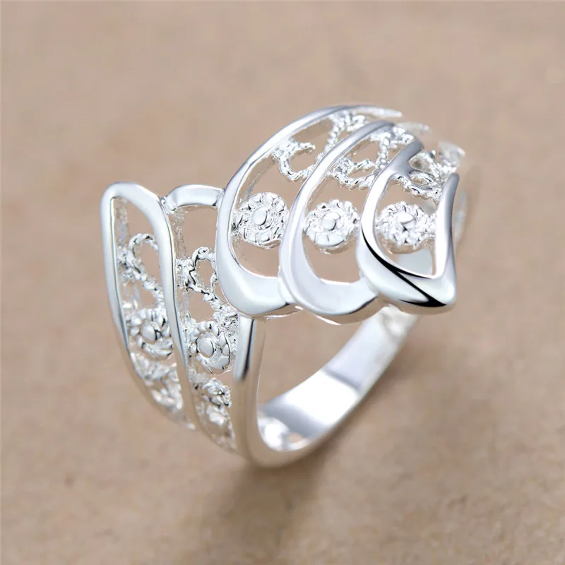 2016 Классическое серебряное кольцо в ретро стиле ажурное очаровательное