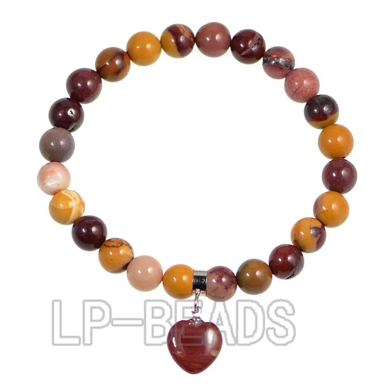 5 шт./лот 8 мм круглые бусины из натурального мукаита лечебные чакры сердце эластичный браслет оптовая